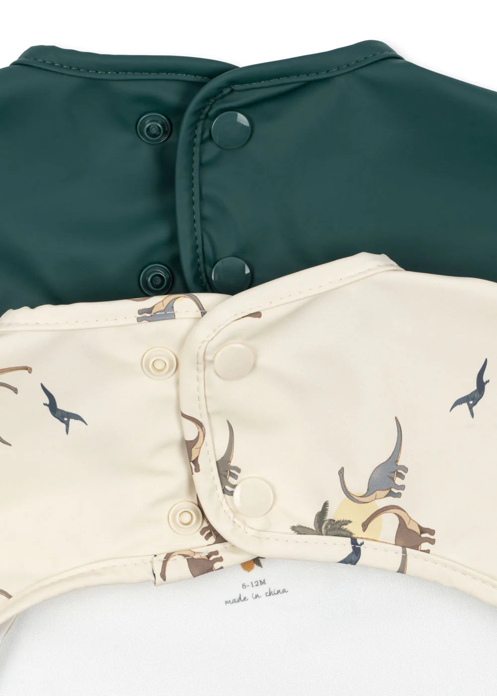 Konges Sløjd 2 Pack Dinner Bib With Sleeves - Kubi / Rain Forest