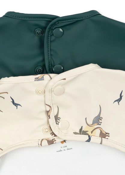 Konges Sløjd 2 Pack Dinner Bib With Sleeves - Kubi / Rain Forest