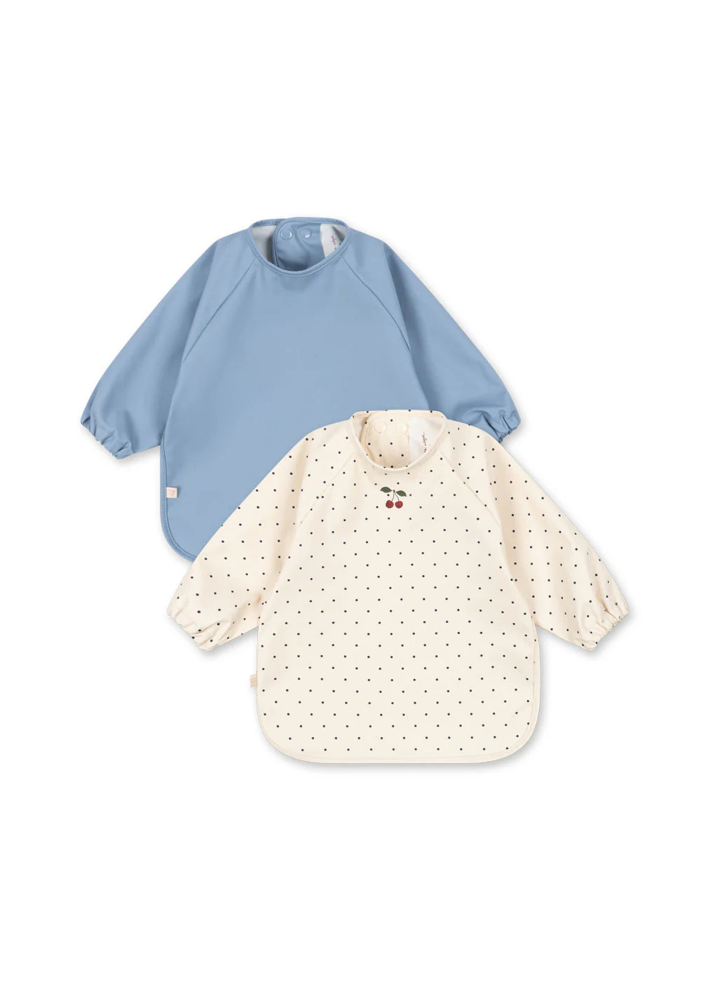 Konges Sløjd 2 Pack Dinner Bib With Sleeves - Navy Dot / Rain Washed