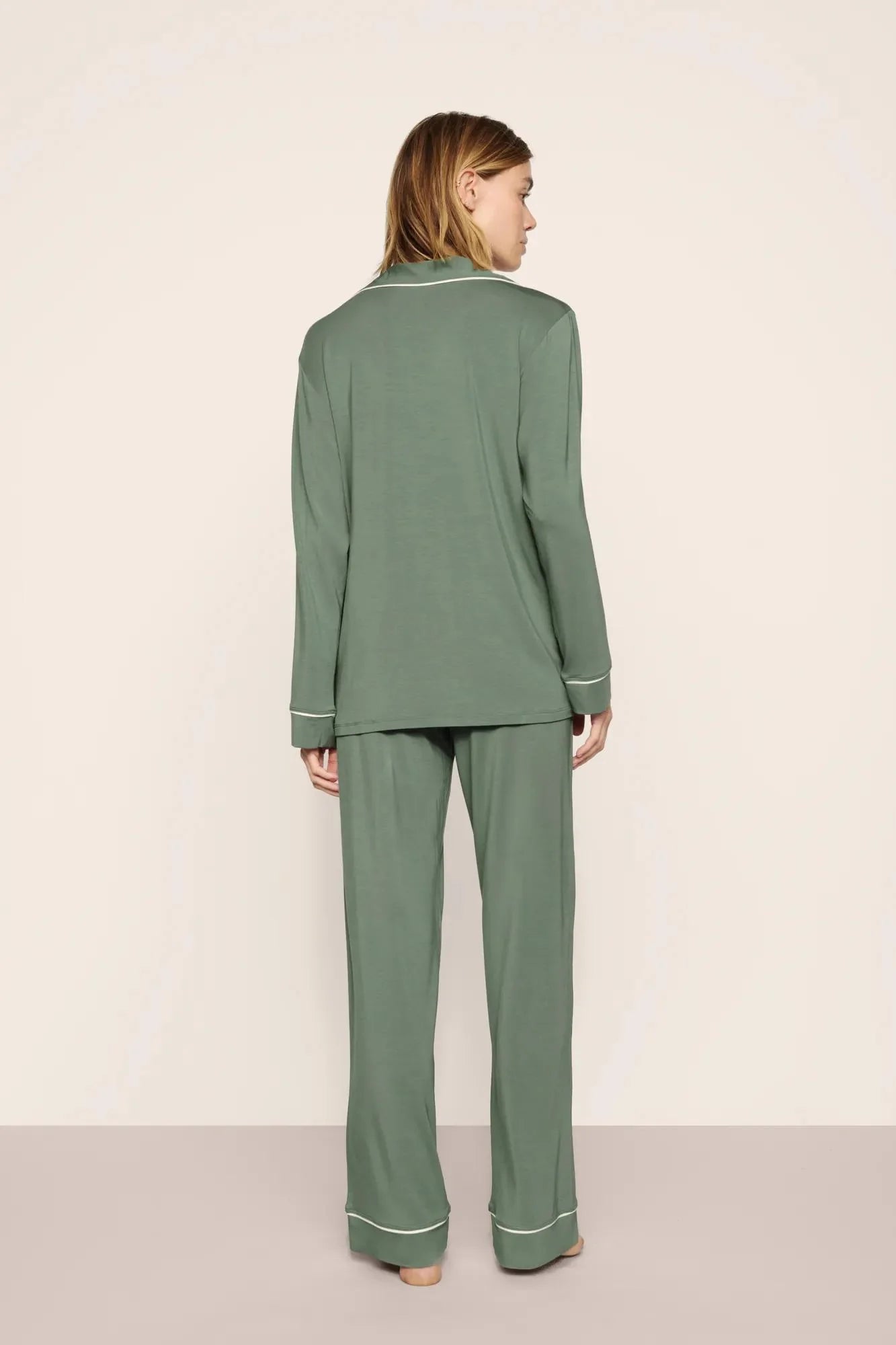 Eberjey Gisele Long PJ Set - Desert Sage/Ivory