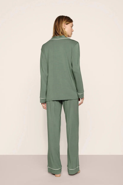 Eberjey Gisele Long PJ Set - Desert Sage/Ivory