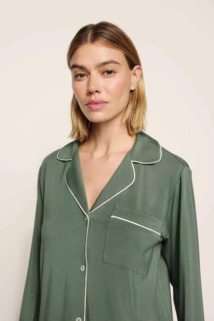 Eberjey Gisele Long PJ Set - Desert Sage/Ivory
