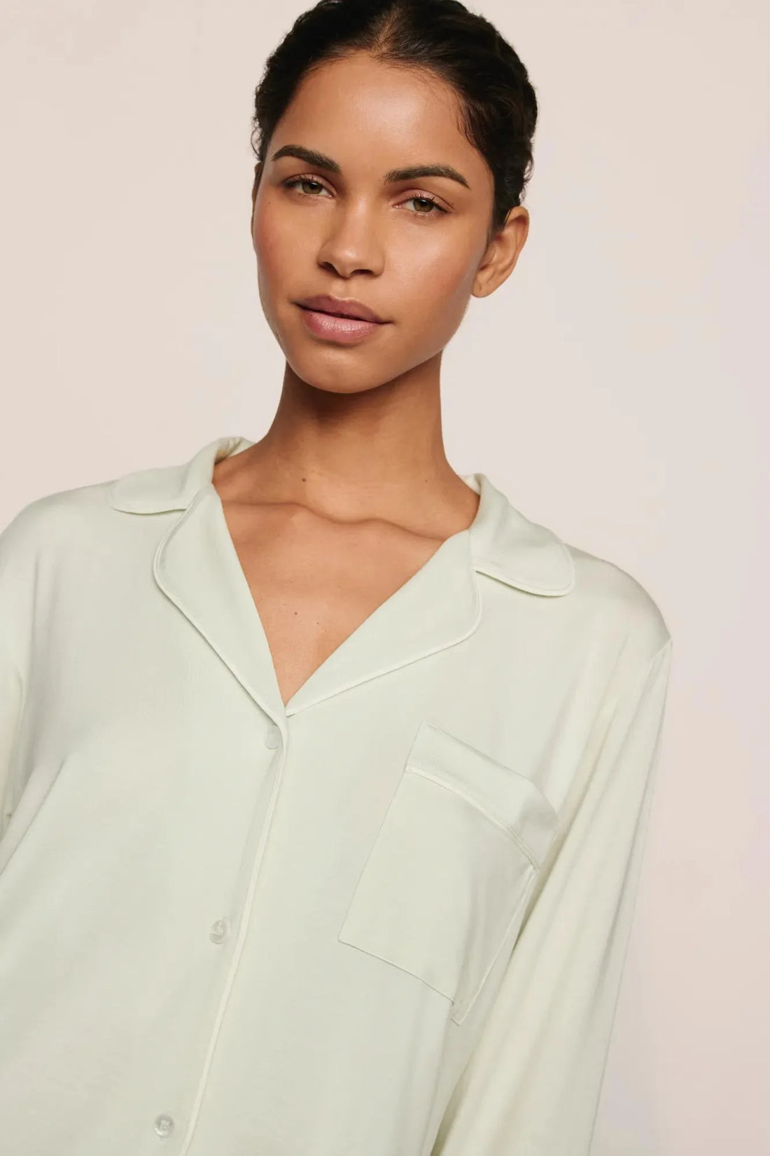 Eberjey Gisele  Long PJ Set - Seafoam/Ivory