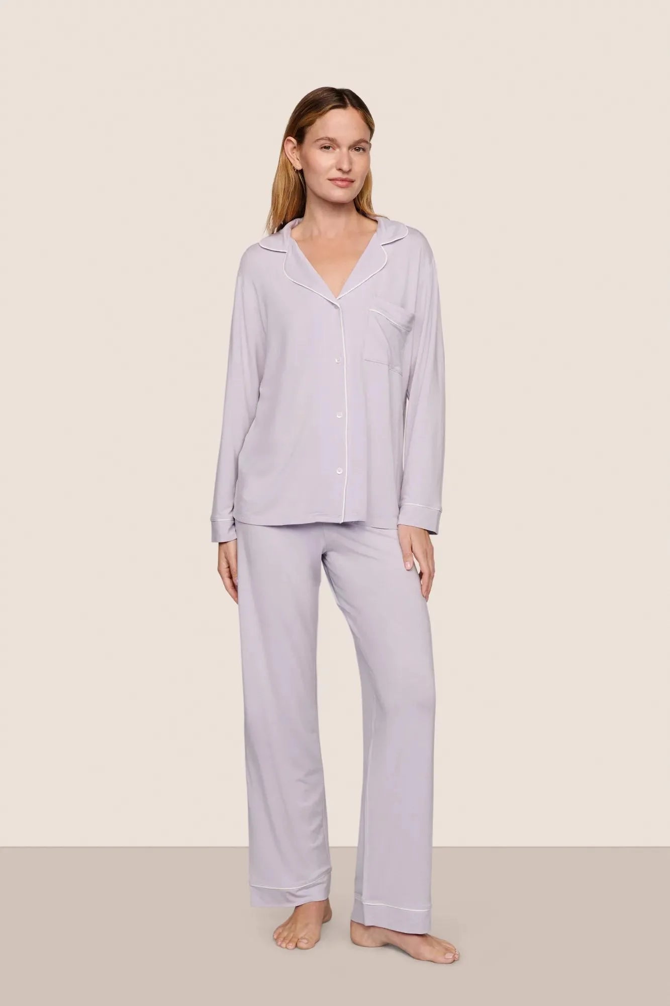Eberjey Gisele  Long PJ Set - Thistle/Ivory