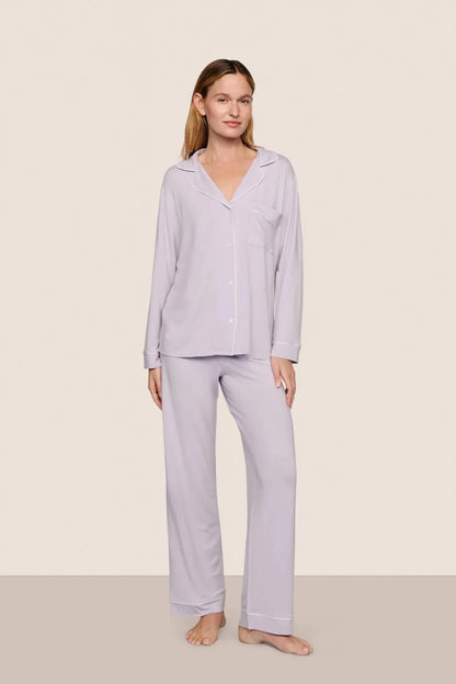 Eberjey Gisele  Long PJ Set - Thistle/Ivory
