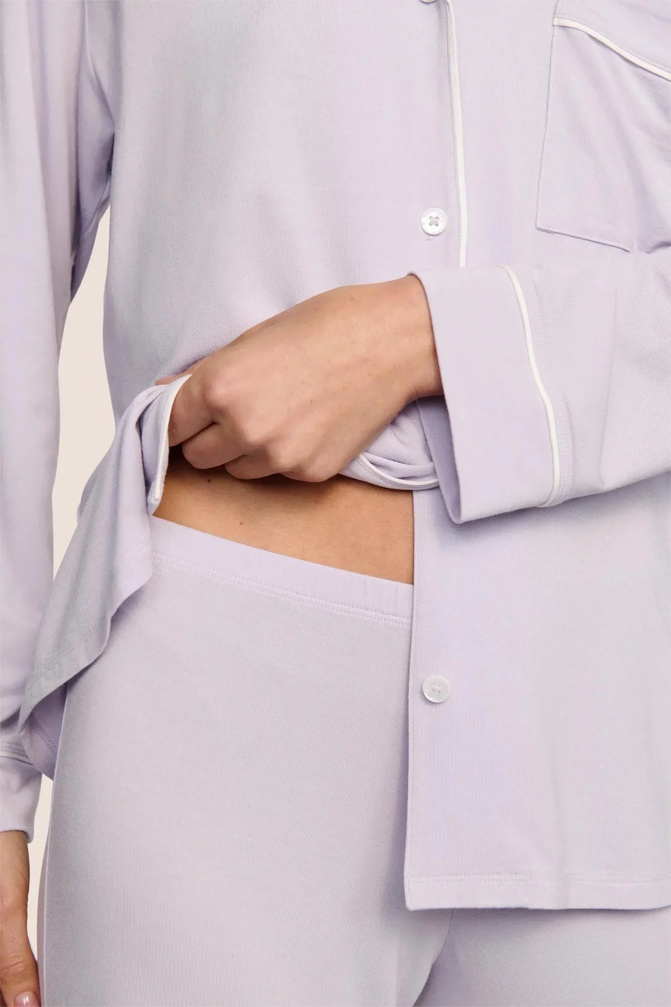 Eberjey Gisele  Long PJ Set - Thistle/Ivory