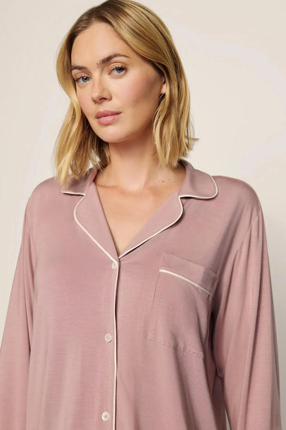 Eberjey Gisele Long PJ Set - Woodrose / Ivory