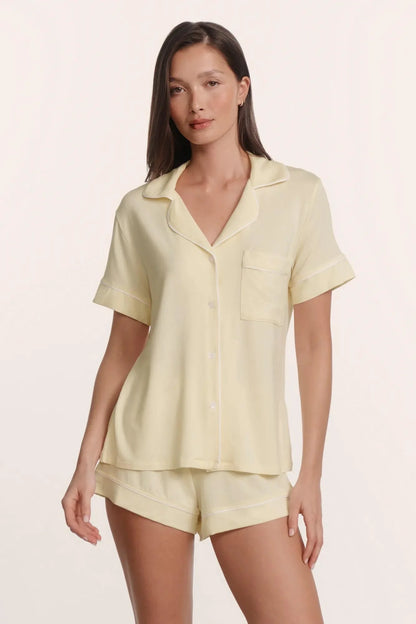 Eberjey Gisele Relaxed Short PJ Set - Butter Cream Ivory