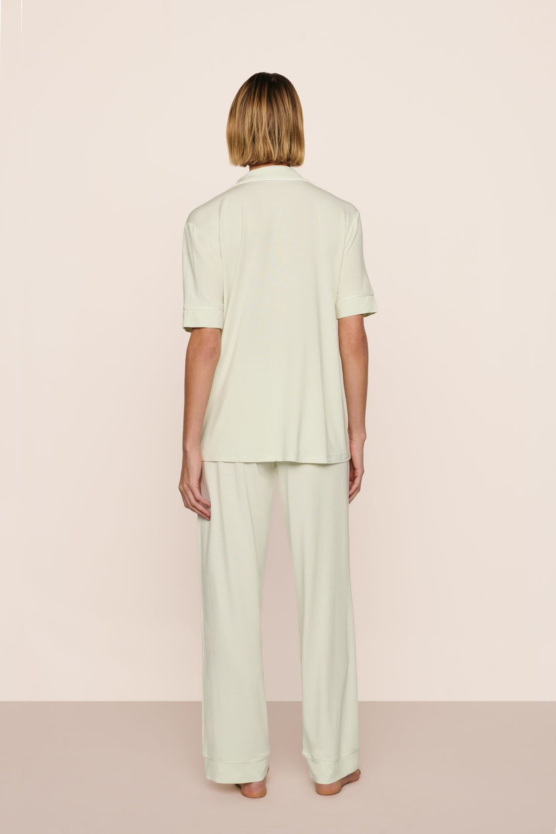 Eberjey Gisele  Long PJ Set - Seafoam/Ivory