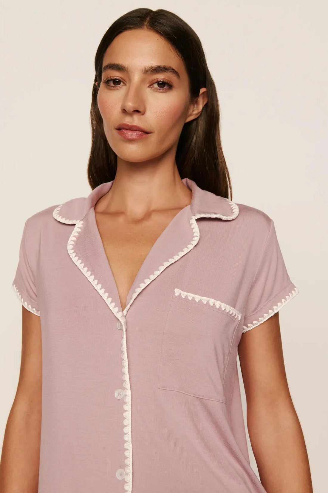 Eberjey Frida Shortie PJ Set - Woodrose / Ivory