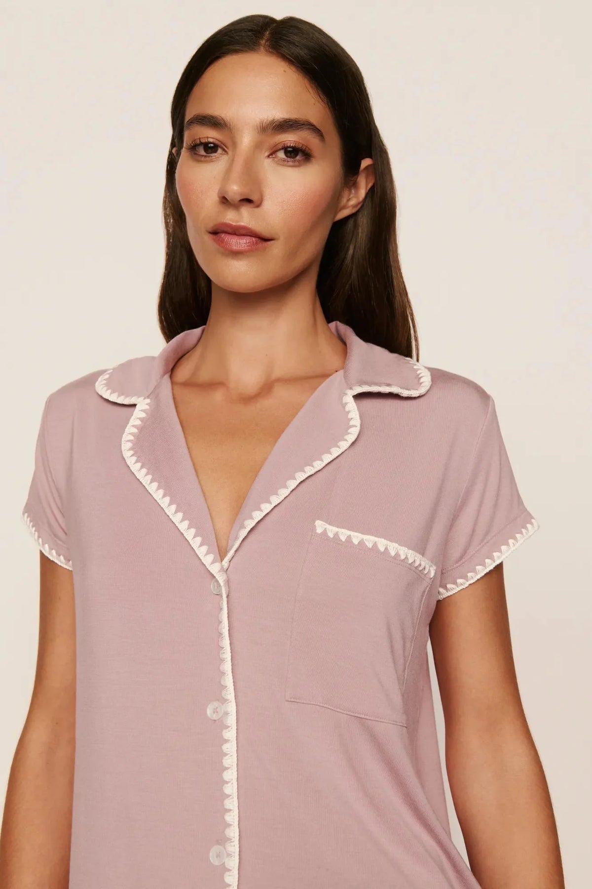 Eberjey Frida Shortie PJ Set - Woodrose / Ivory
