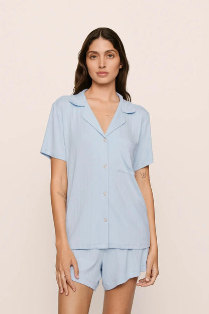 Eberjey Gisele Rib Relaxed Short Pj Set - Nantucket Breeze