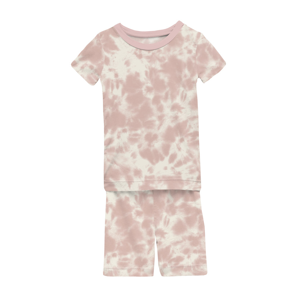 Kickee Pants Print Short Sleeve Pajama Set With Shorts  - Baby Rose Tie Dye