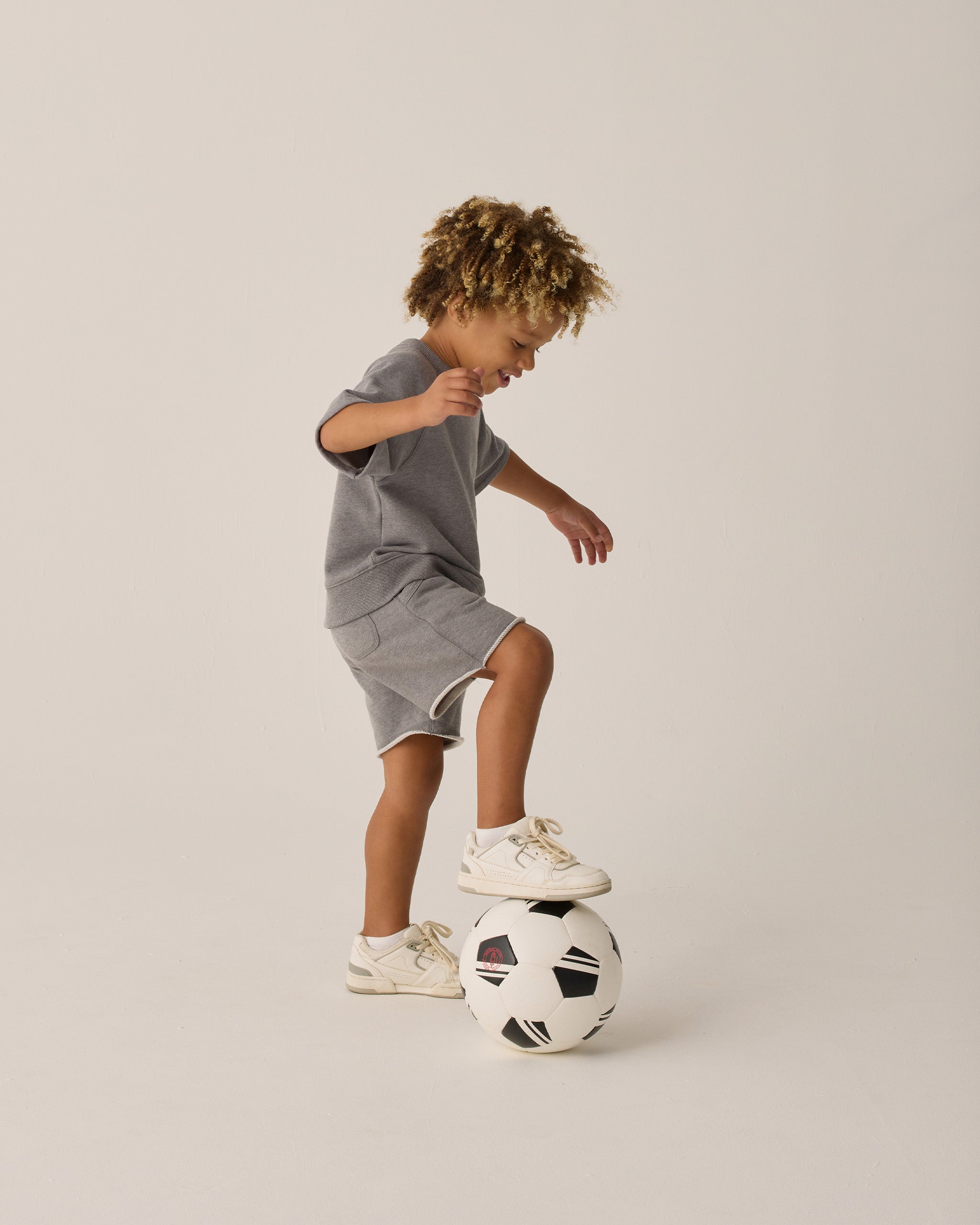Rylee + Cru Play X Play Short Sleeve Sweatshirt - Heathered Grey
