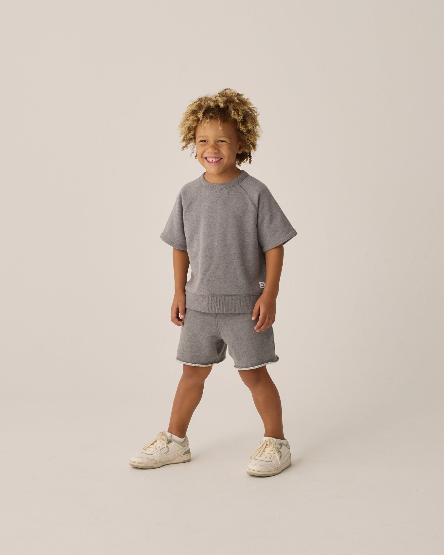 Rylee + Cru Play X Play Short Sleeve Sweatshirt - Heathered Grey