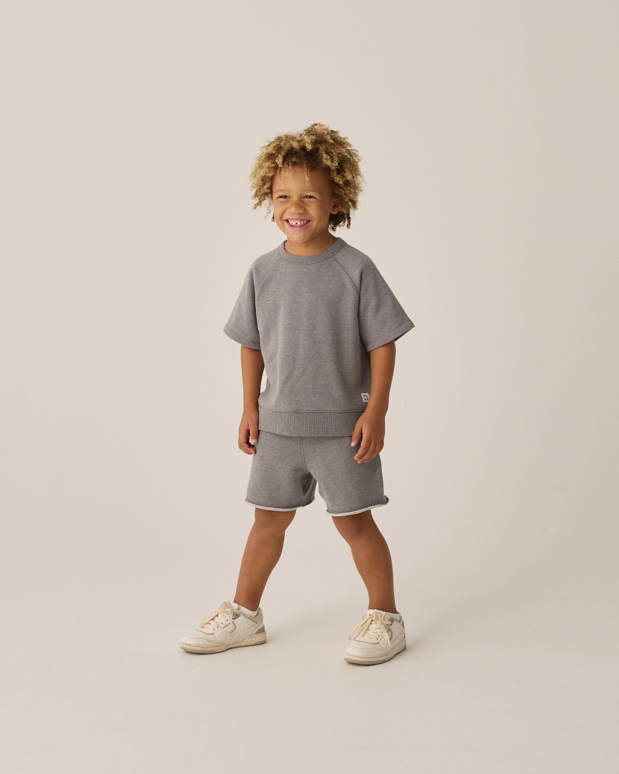 Rylee + Cru Play X Play Short Sleeve Sweatshirt - Heathered Grey