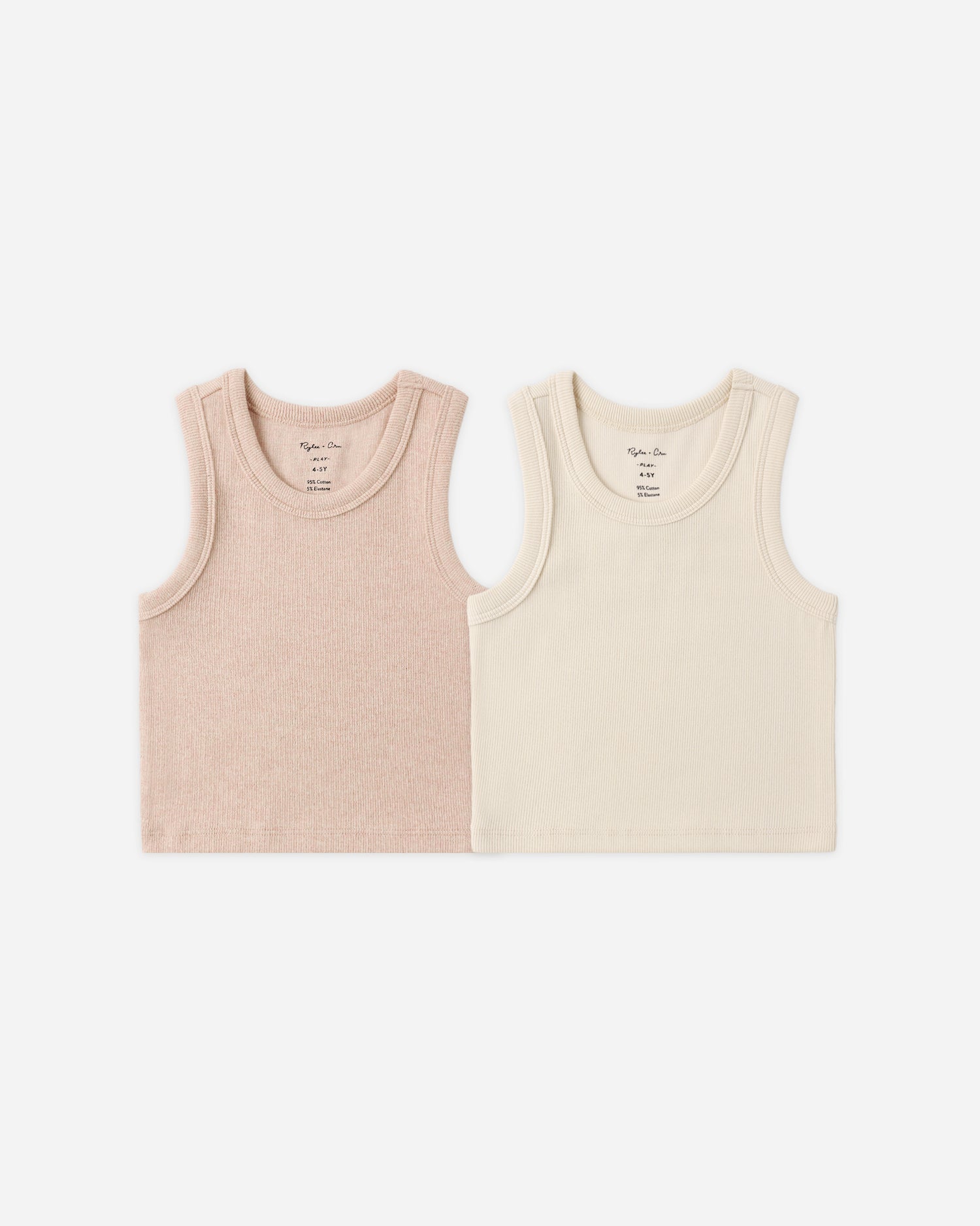 Rylee + Cru Play X Play Ribbed Tank Set - Shell, Heathered Blush
