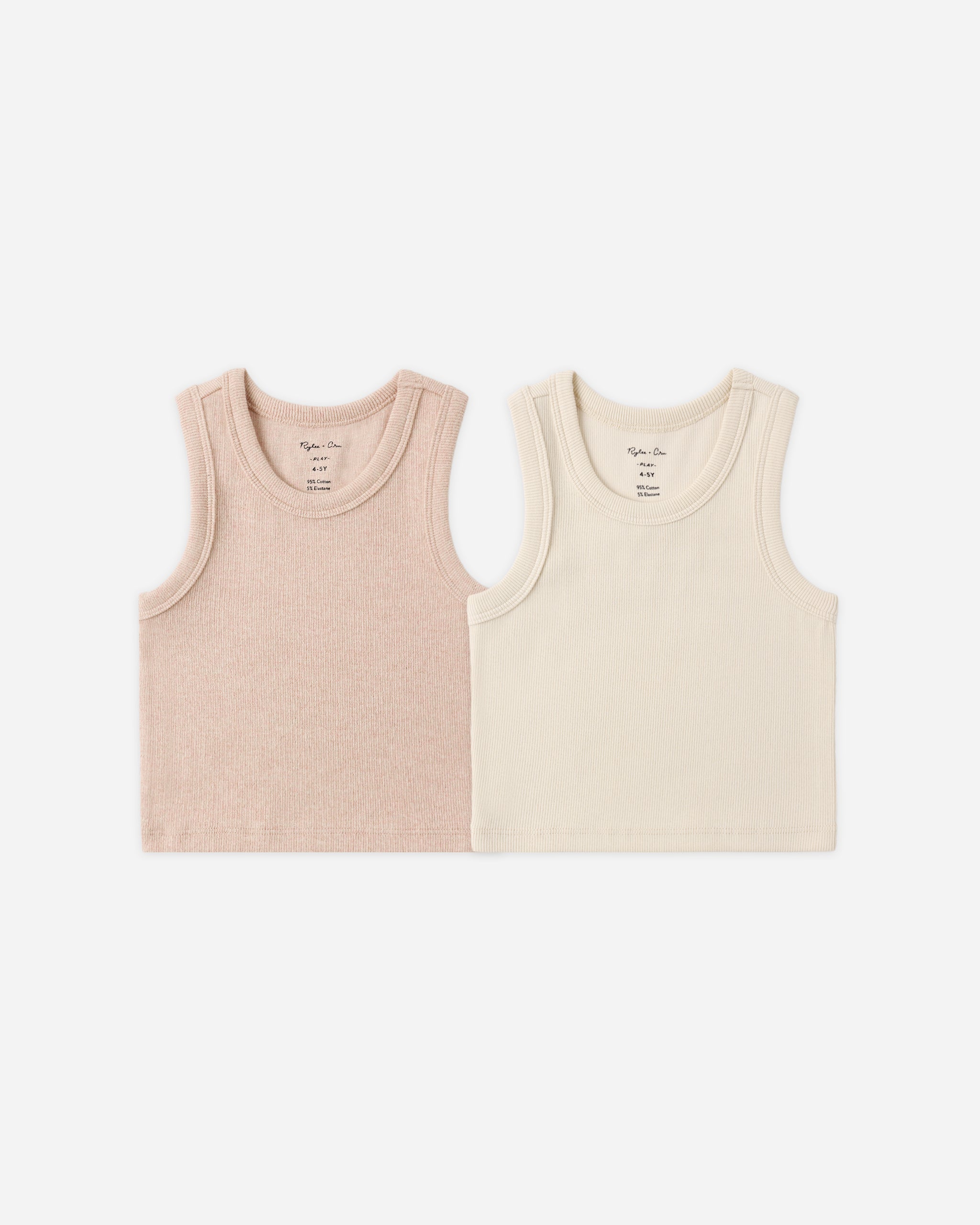 Rylee + Cru Play X Play Ribbed Tank Set - Shell, Heathered Blush