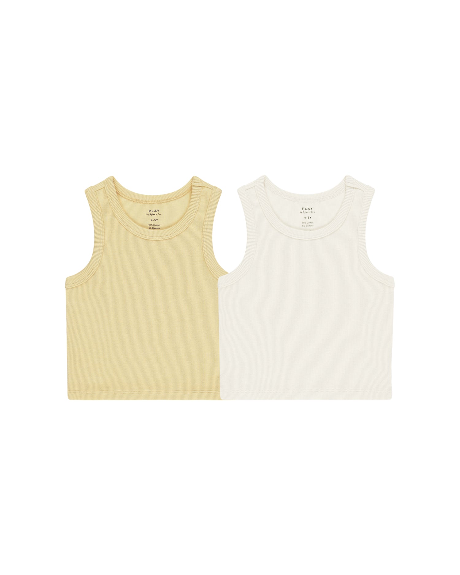 Rylee + Cru Play X Play Ribbed Tank Set - Yellow, Ivory