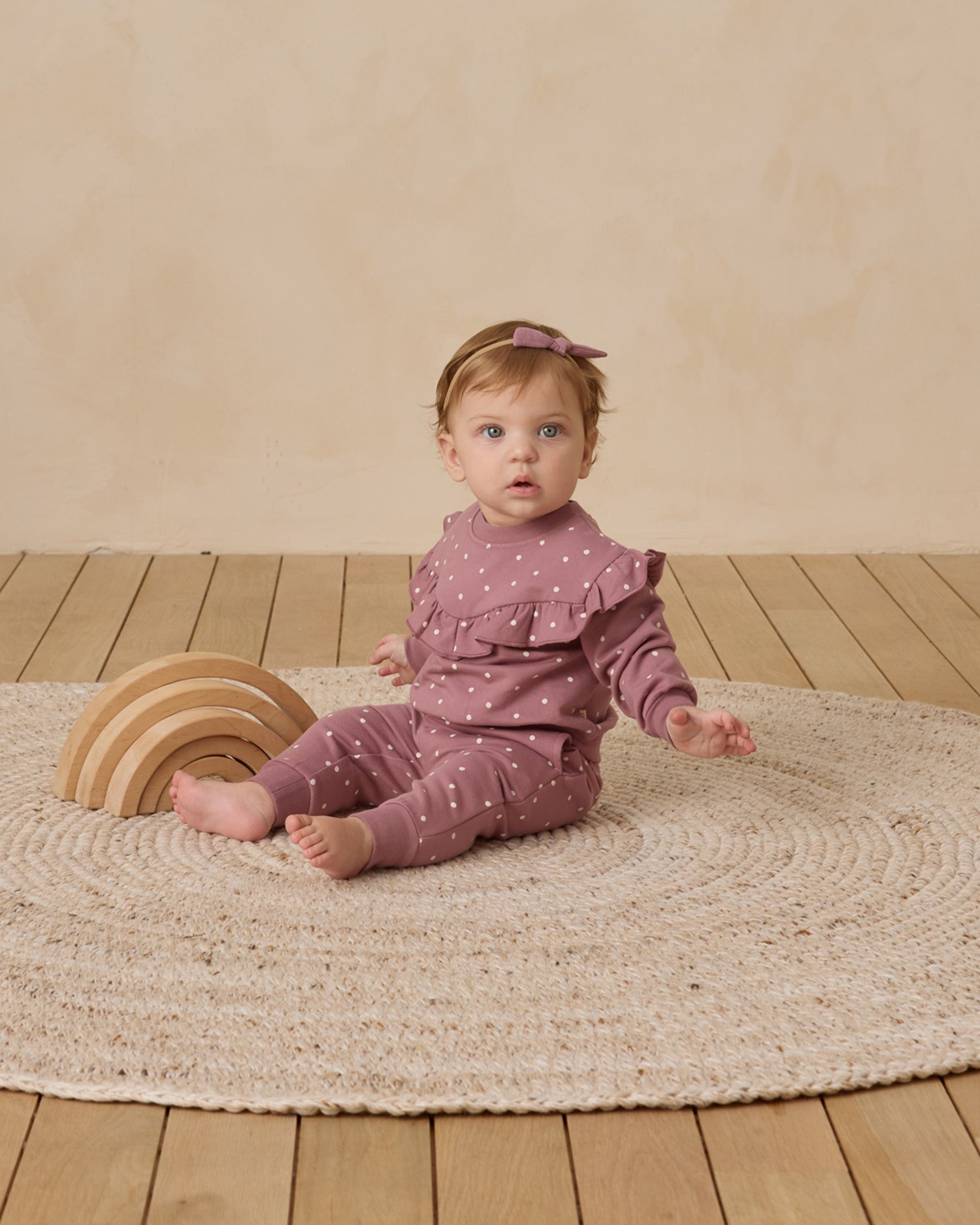 Quincy Mae Ruffle Fleece Sweatshirt - Polka Dots