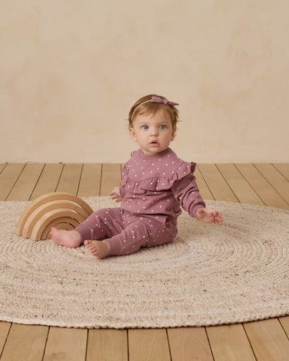 Quincy Mae Ruffle Fleece Sweatshirt - Polka Dots
