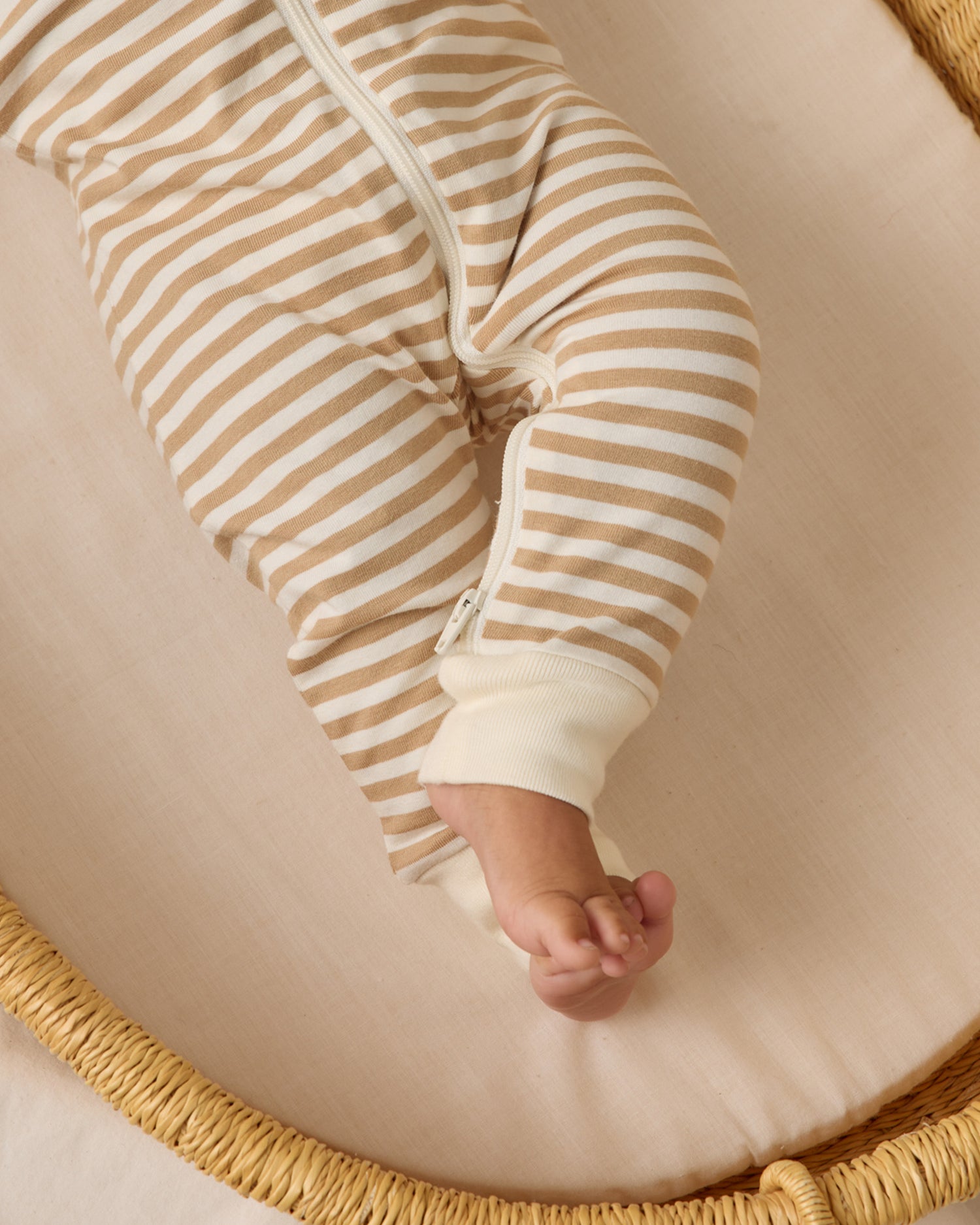 Quincy Mae Zip Long Sleeve Sleeper - Gold Stripe