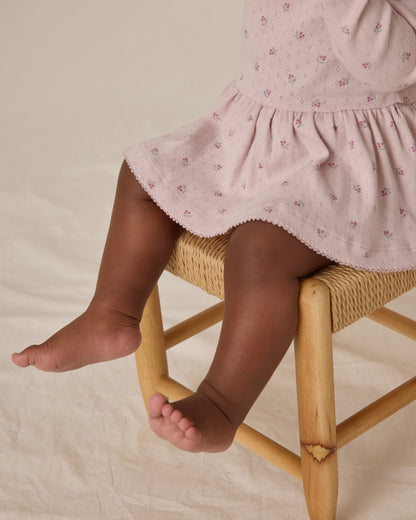 Quincy Mae Pointelle Skirted Bodysuit - Lilac Ditsy