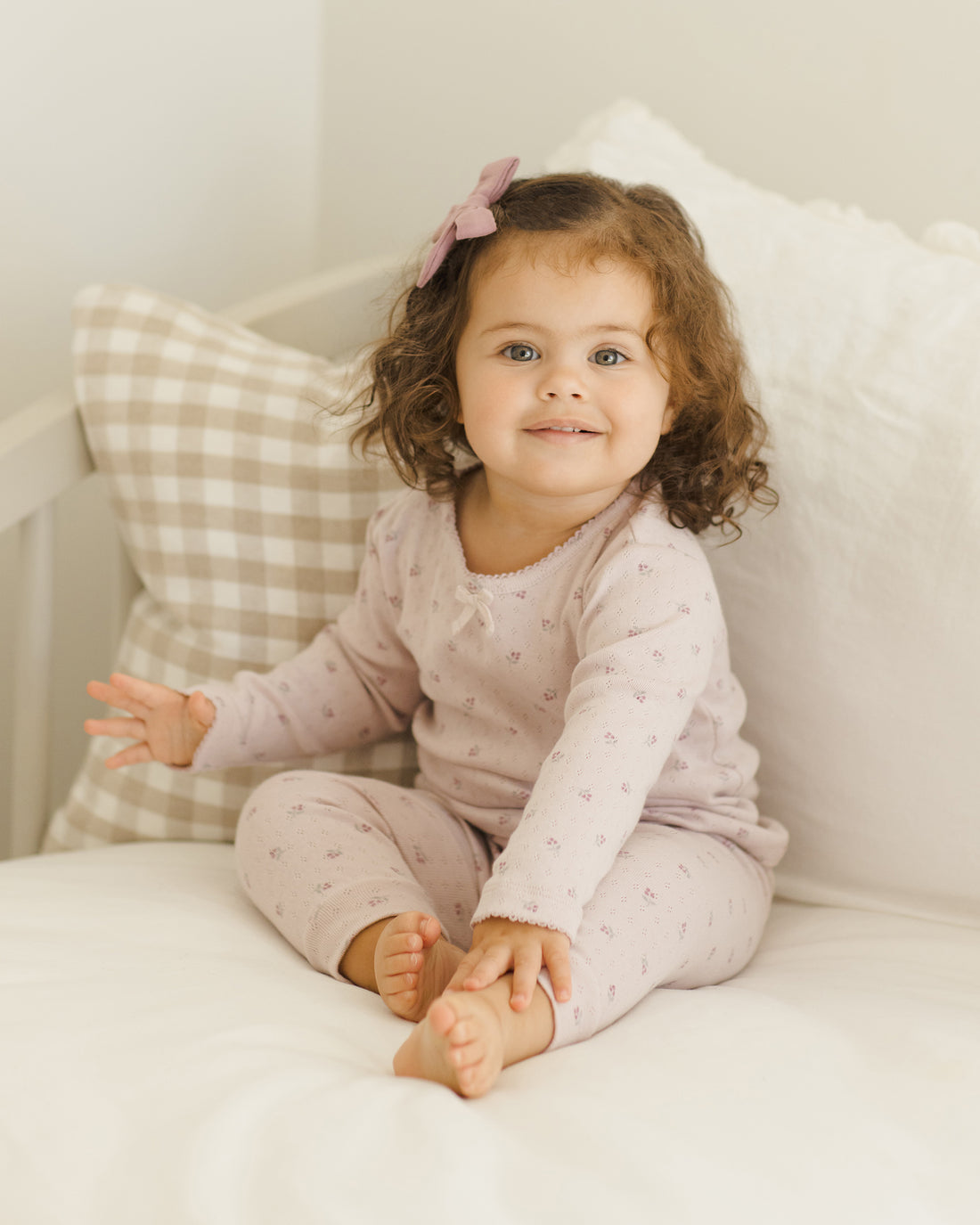 Quincy Mae Pointelle Long Sleeve Tee + Legging - Lilac Ditsy
