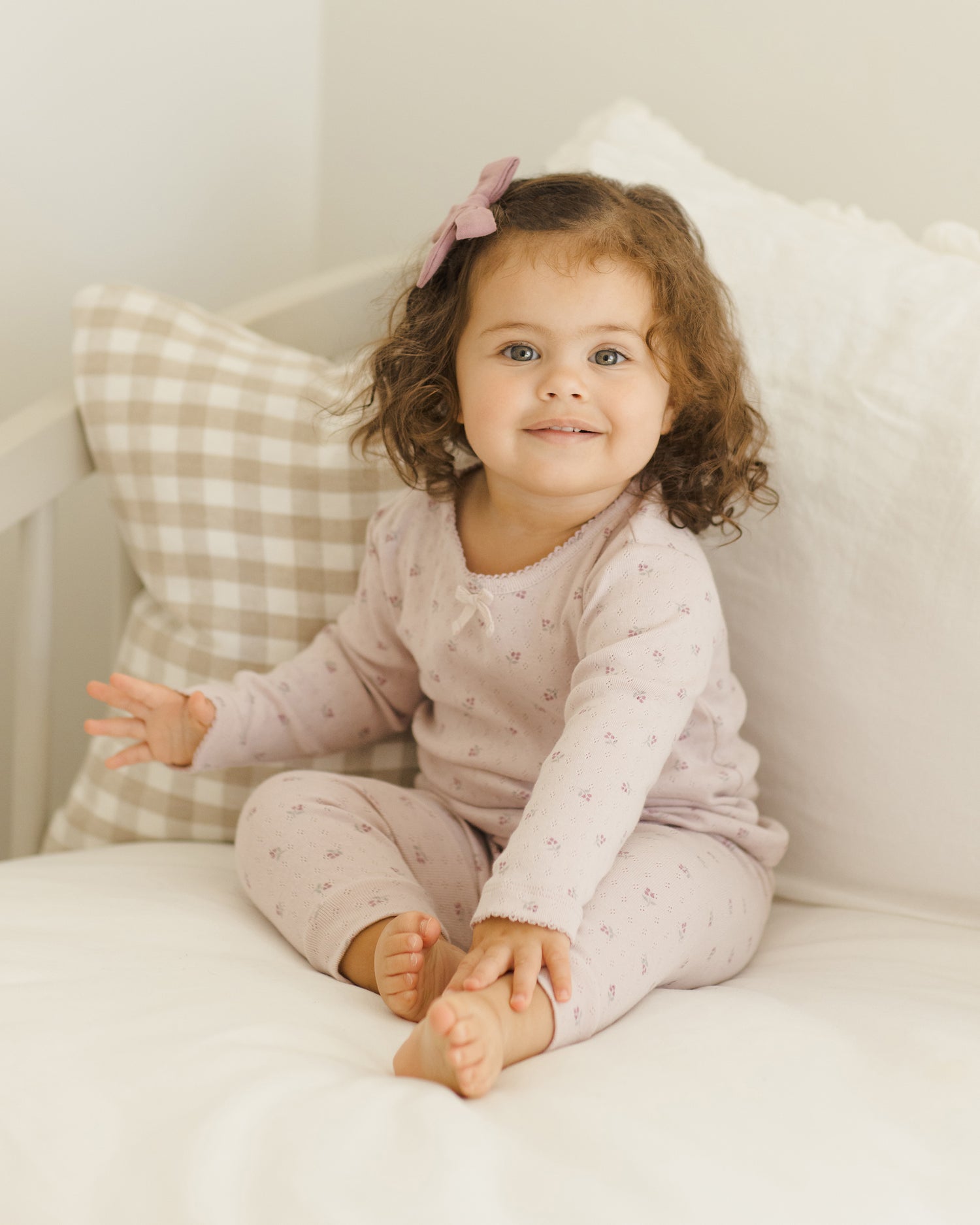 Quincy Mae Pointelle Long Sleeve Tee + Legging - Lilac Ditsy