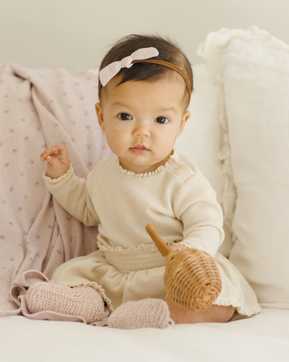 Quincy Mae Waffle Long Sleeve Bodysuit - Natural