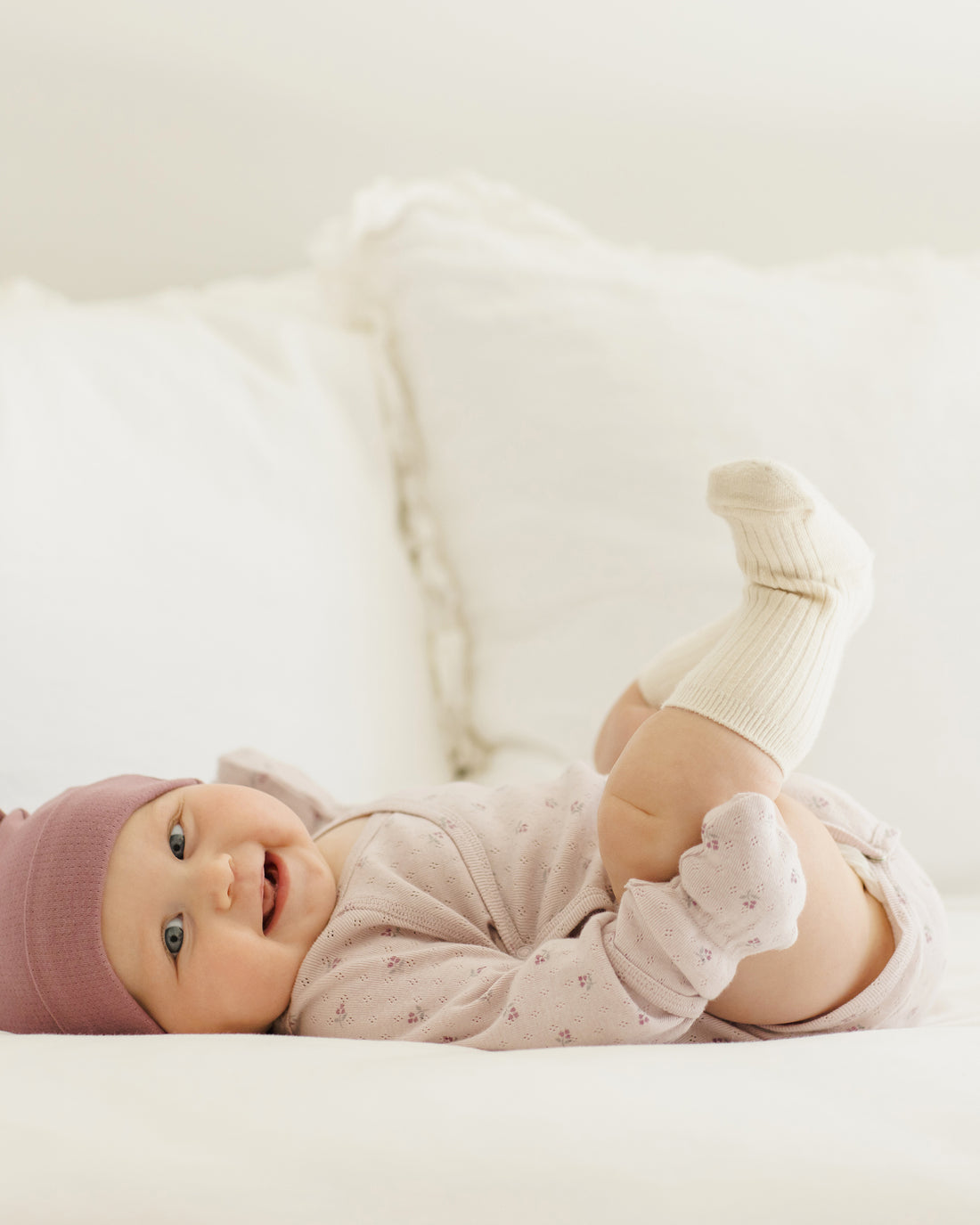 Quincy Mae No Scratch Mittens, Set Of 2 - Blue Ditsy, Lilac Ditsy