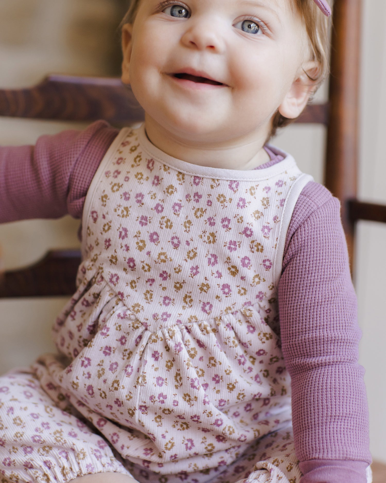 Quincy Mae Waffle Long Sleeve Bodysuit - Mulberry