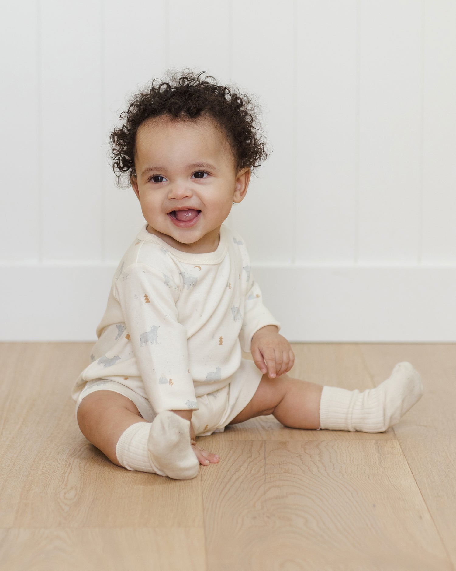 Quincy Mae Long Sleeve Romper - Polar Bears