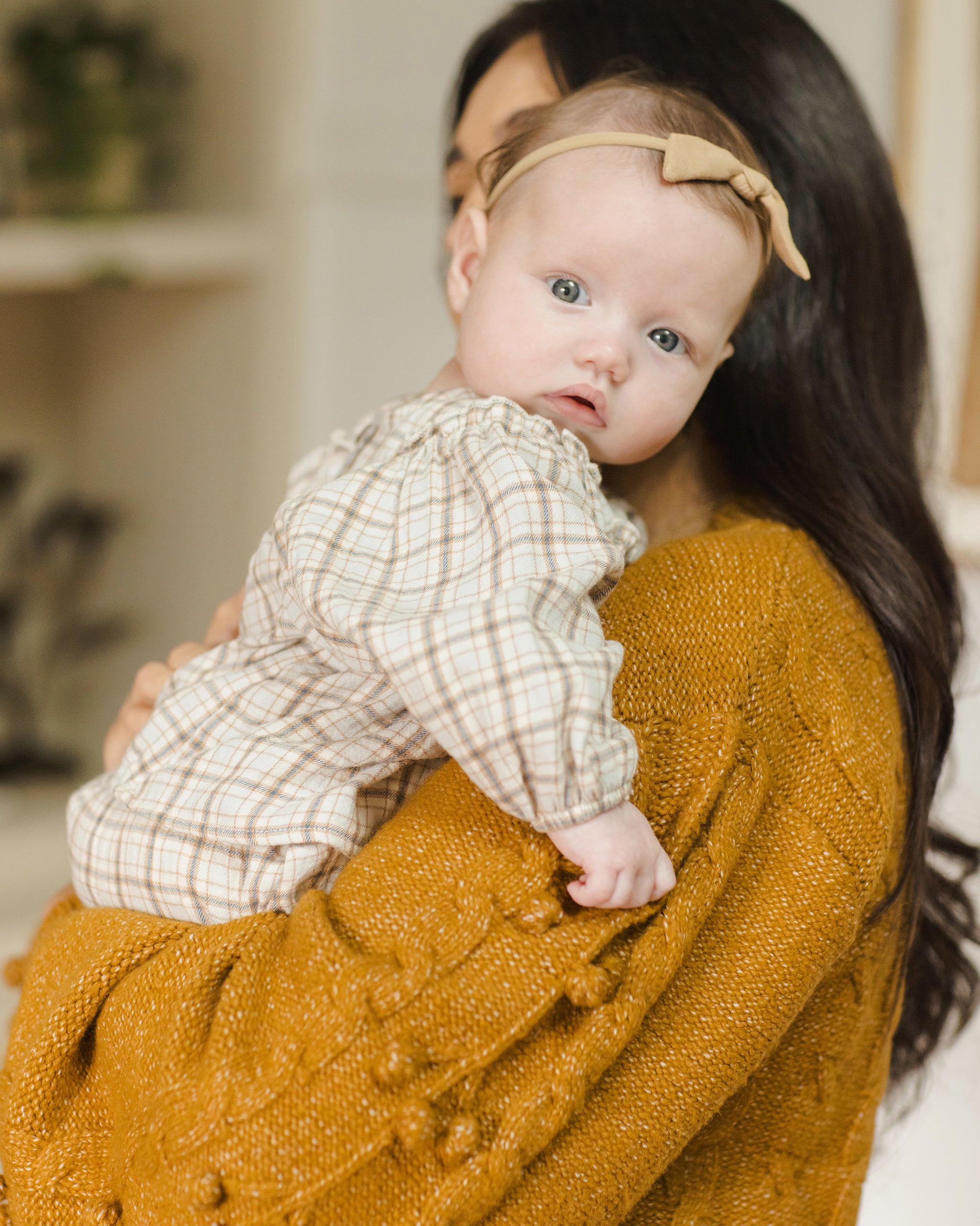 Quincy Mae Mia Top + Bloomer Set - Blue Plaid
