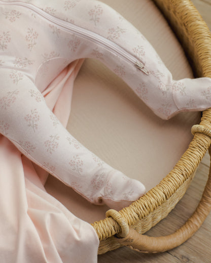 Quincy Mae Modal Zip Footie - Pink Blossom