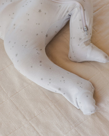 Quincy Mae Modal Zip Footie - Stars Fog