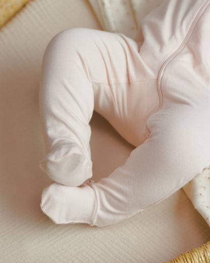 Quincy Mae Zip Long Sleeve Sleeper Footie - Petal