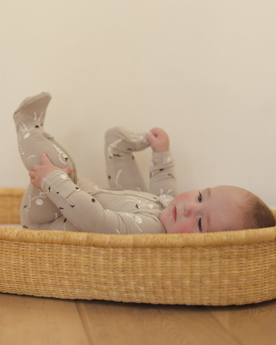 Quincy Mae Bamboo Zip Footie - Skeletons