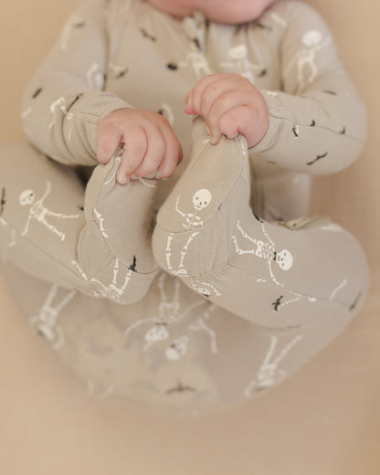 Quincy Mae Bamboo Zip Footie - Skeletons