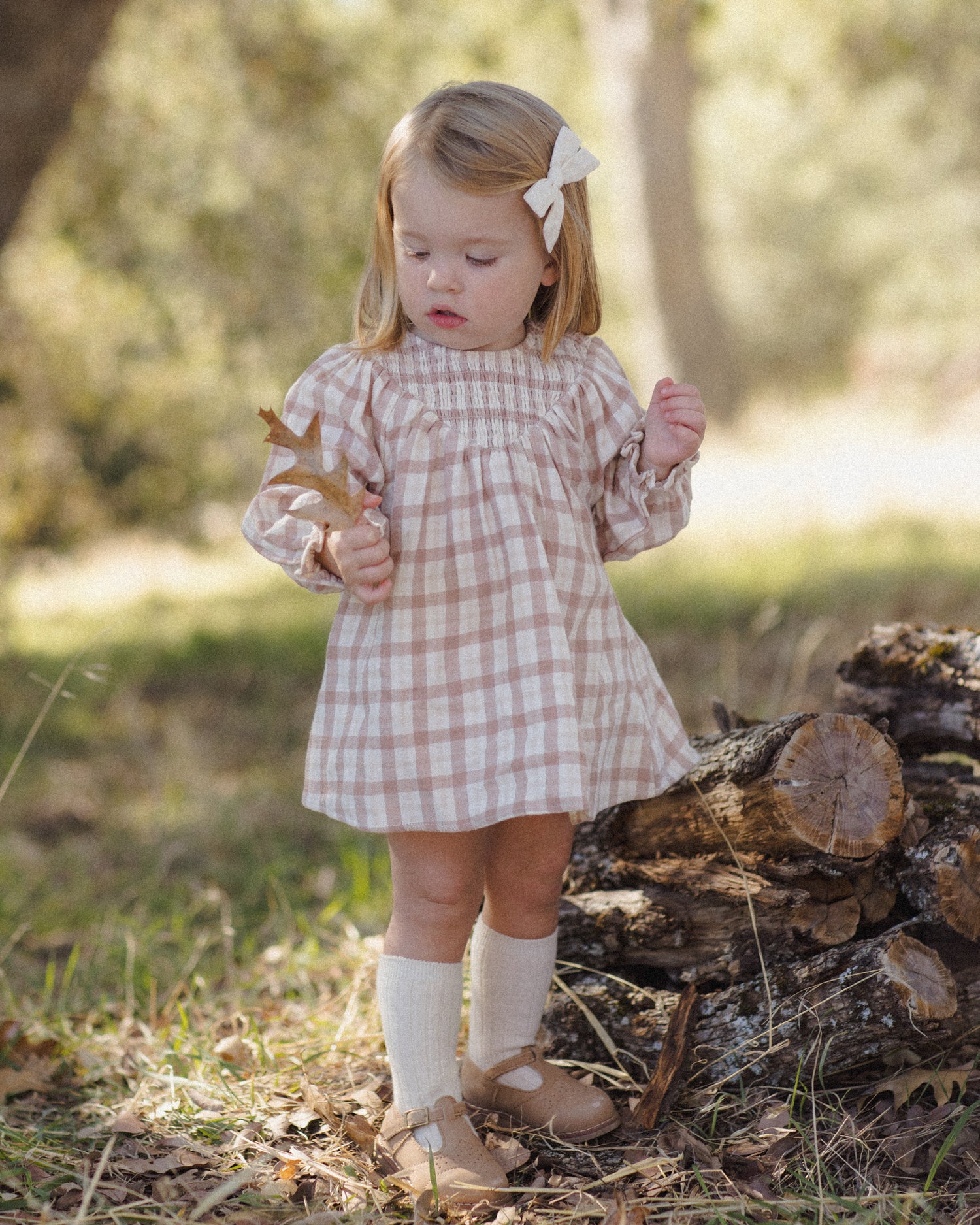 Quincy Mae V Smocked Dress - Rustic Plaid