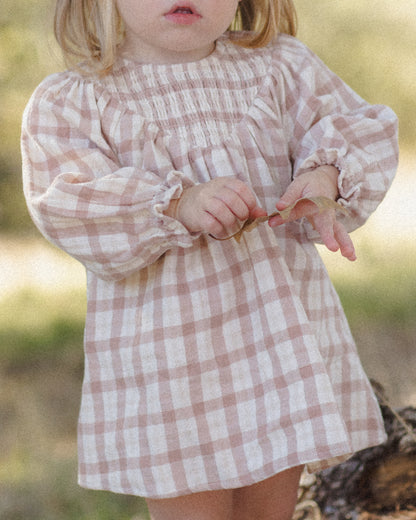 Quincy Mae V Smocked Dress - Rustic Plaid