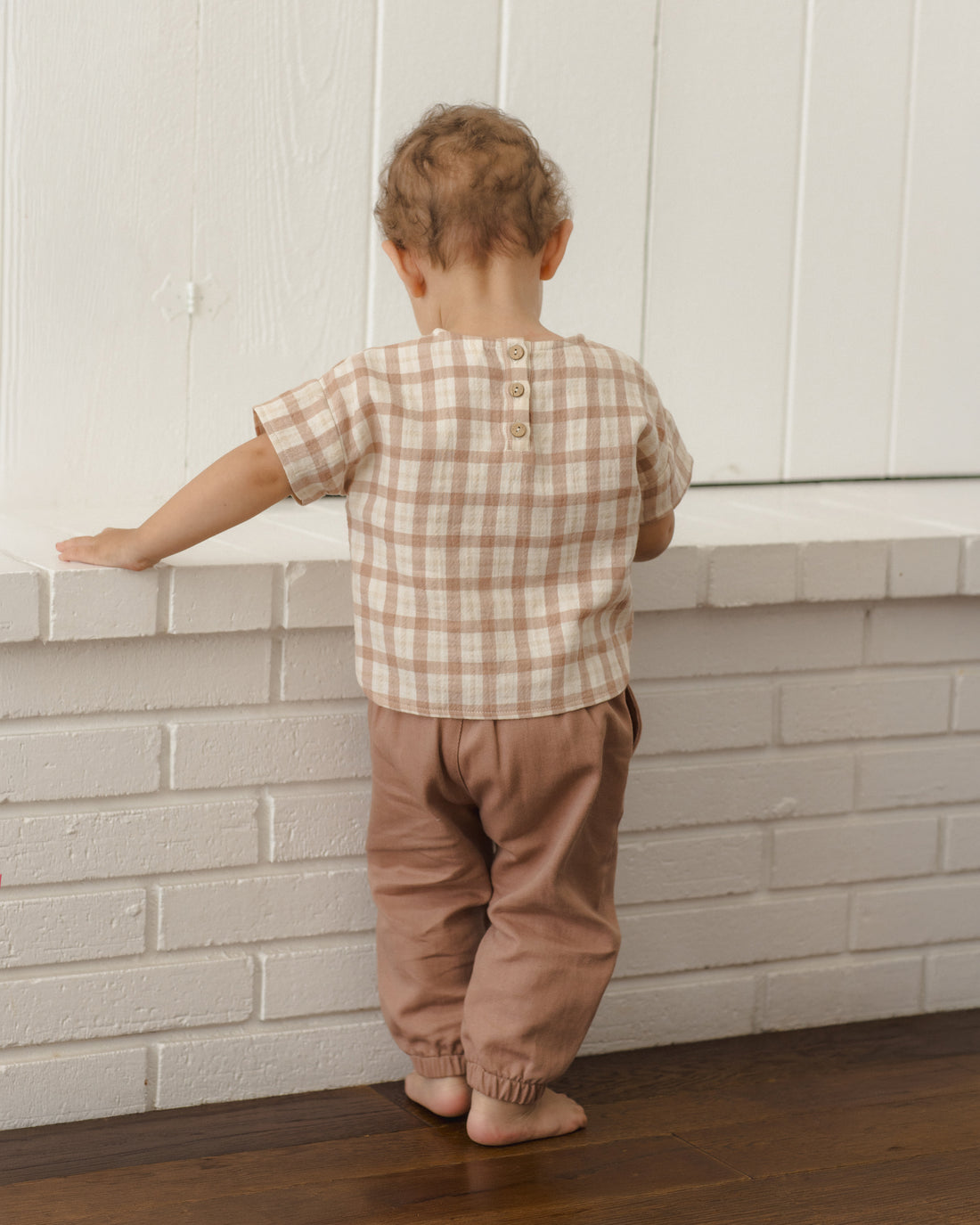 Quincy Mae Woven Boxy Top - Rustic Plaid