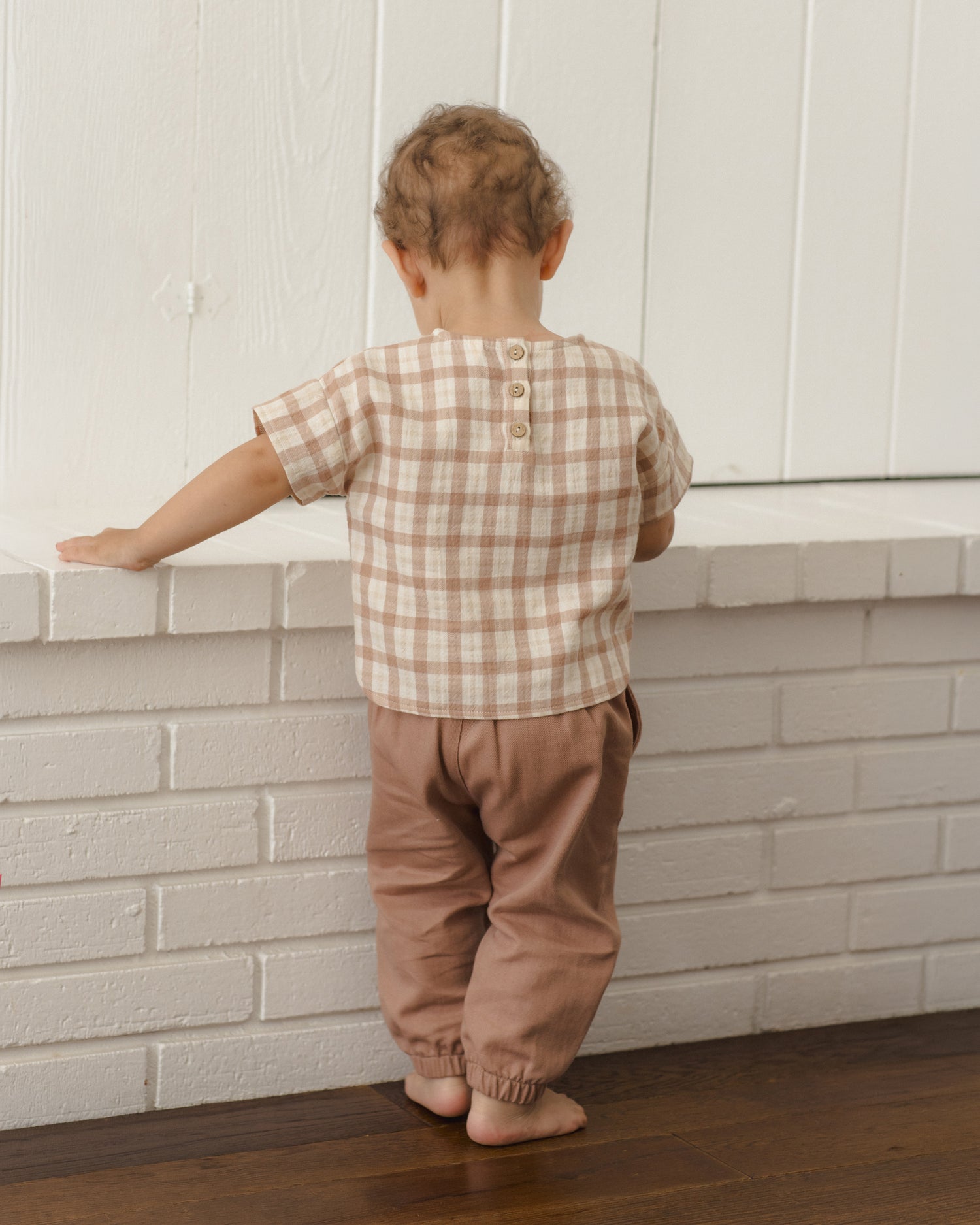 Quincy Mae Woven Boxy Top - Rustic Plaid