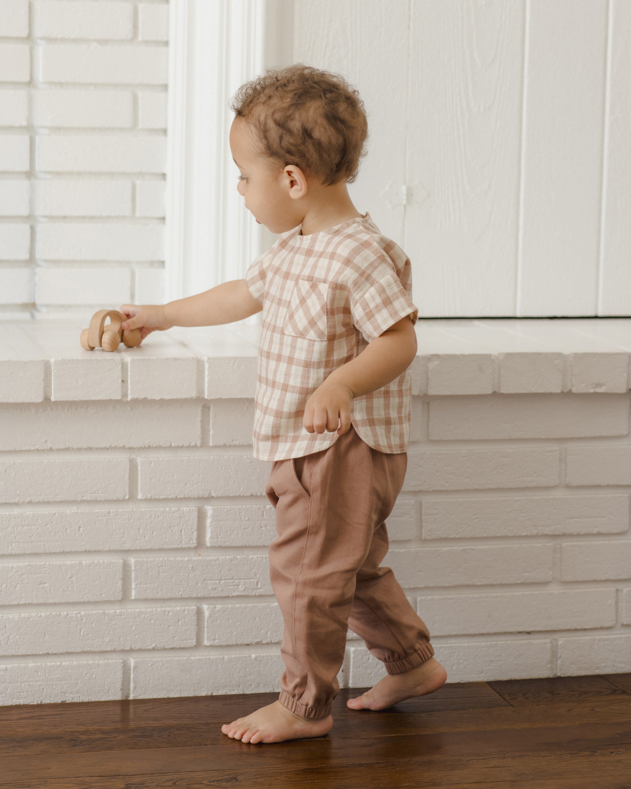 Quincy Mae Woven Boxy Top - Rustic Plaid