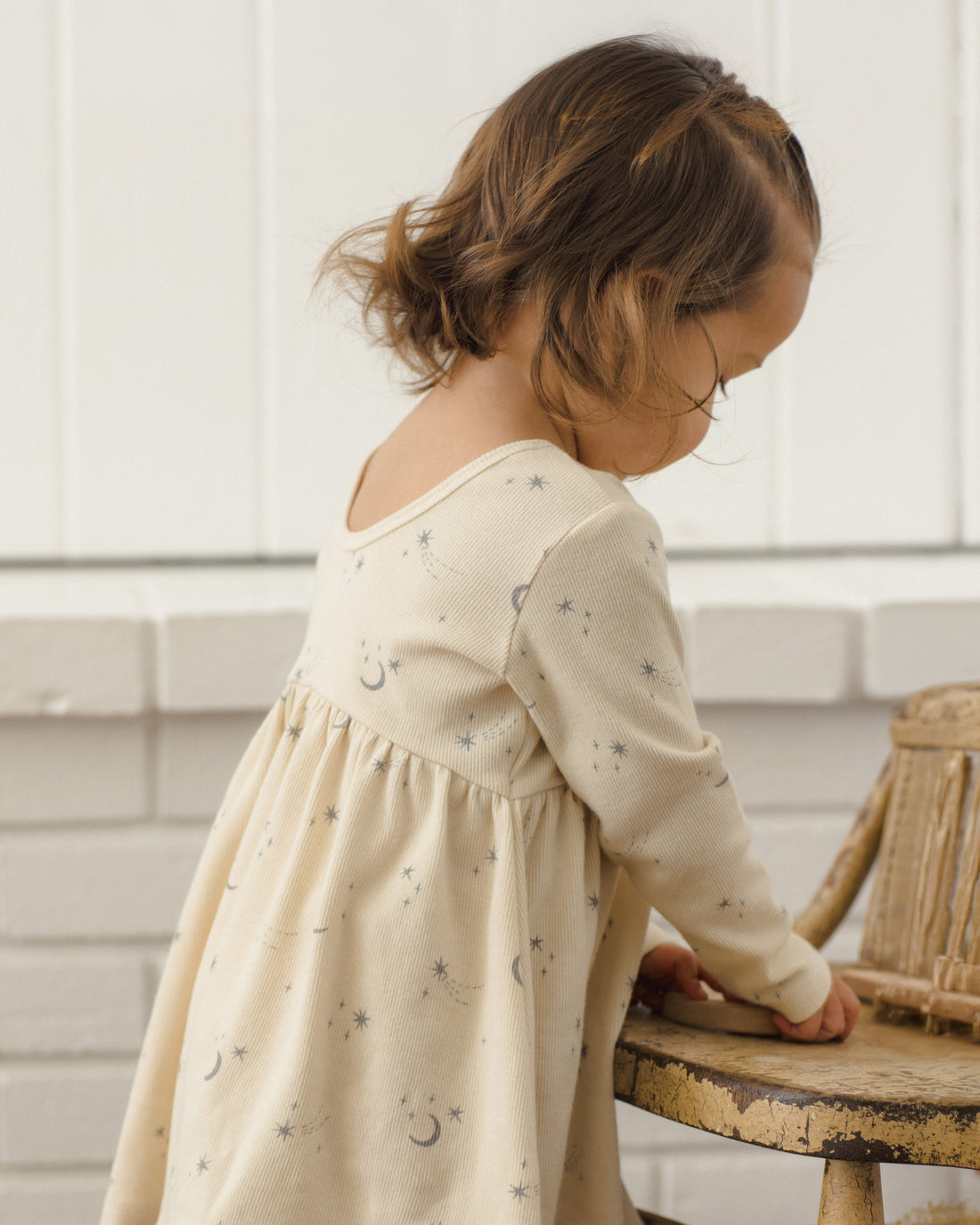 Quincy Mae Ribbed long Sleeve Dress - Celestial