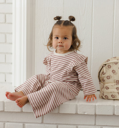 Quincy Mae Ruffle Cozy Set - Mulberry Stripe
