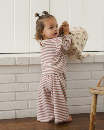 Quincy Mae Ruffle Cozy Set - Mulberry Stripe