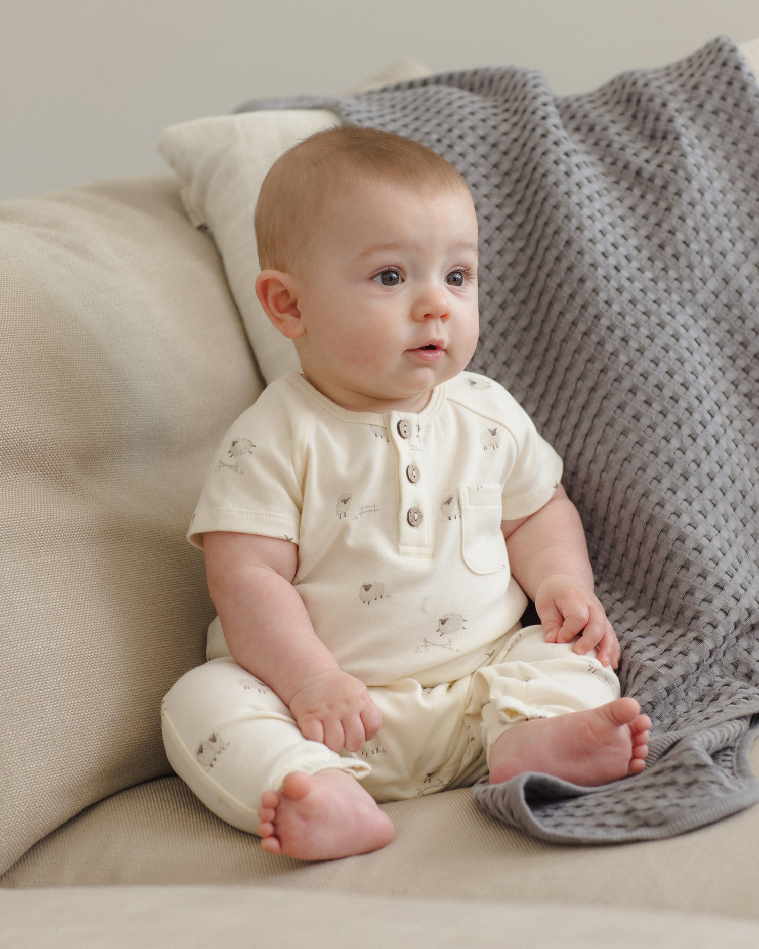 Quincy Mae Short Sleeve Jumpsuit - Sheep