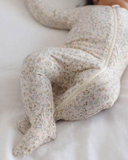 Quincy Mae Bamboo Zip Footie - Bloom