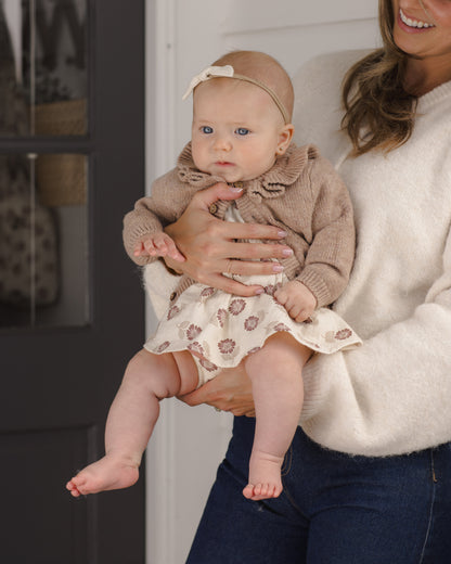 Quincy Mae Ruffle Collar Cardigan - Heathered Almond